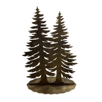 METAL PINE TREE X 2 15" RUSTIC COPPER BRONZE FINISH TABLE DECOR