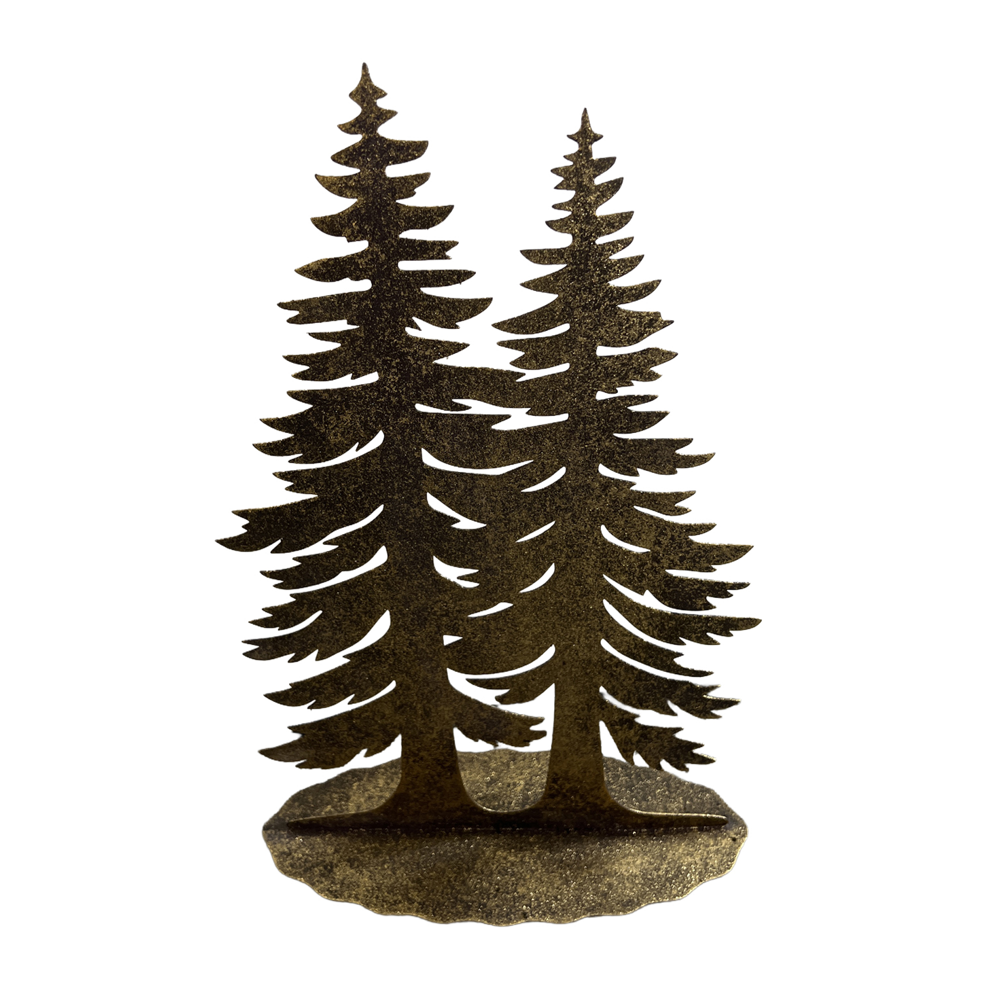 METAL PINE TREE X 2 15" RUSTIC COPPER BRONZE FINISH TABLE DECOR