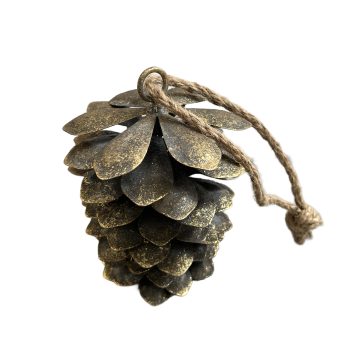 ORN METAL PINE CONE 6.5" RUSTIC COPPER BRONZE FINISHED W/JUTE HANGER