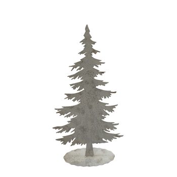 METAL PINE TREE 23" ANTIQUE WHITE WASHED TABLE DECOR