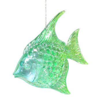 ORN GOLDFISH 2.9" IRIDESCENT CLEAR GREEN/LIME GREEN