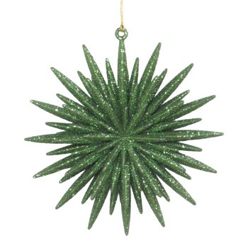 ORN SUNSTAR OLIVE GREEN GLITTER 5-LAYER 5"