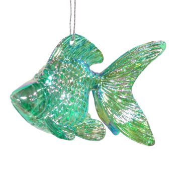 ORN TROPICAL FISH IRIDESCENT CLEAR GREEN/LIME GREEN 3.9"