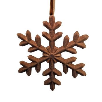ORN SNOWFLAKE FLOCKED5.5" CARAMEL BROWN POLY FOAM BASE