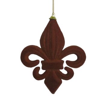 ORN FLEUR DE LIS FLOCKED 155MM/6" LIGHT BROWN