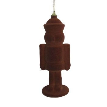 ORN NUTCRACKER FLOCKED 205MM/8" LIGHT BROWN