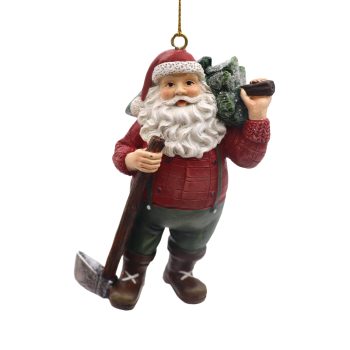 ORN SANTA W/AXE & TREE 2"X4" POLY RESIN