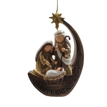 ORN NATIVITY SCENE W/STAR 3.5"X5" MULTI POLY RESIN