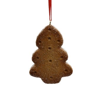 ORN GINGERBREAD COOKIE TREE 2"X3.5" BROWN POLY RESIN