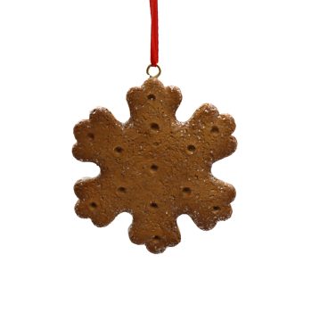 ORN GINGERBREAD SNOWFLAKE COOKIE 3"X3" BROWN POLY RESIN