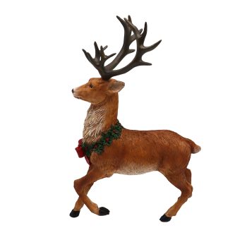 REINDEER STANDING TABLE TOP 8"X12" BROWN POLY RESIN