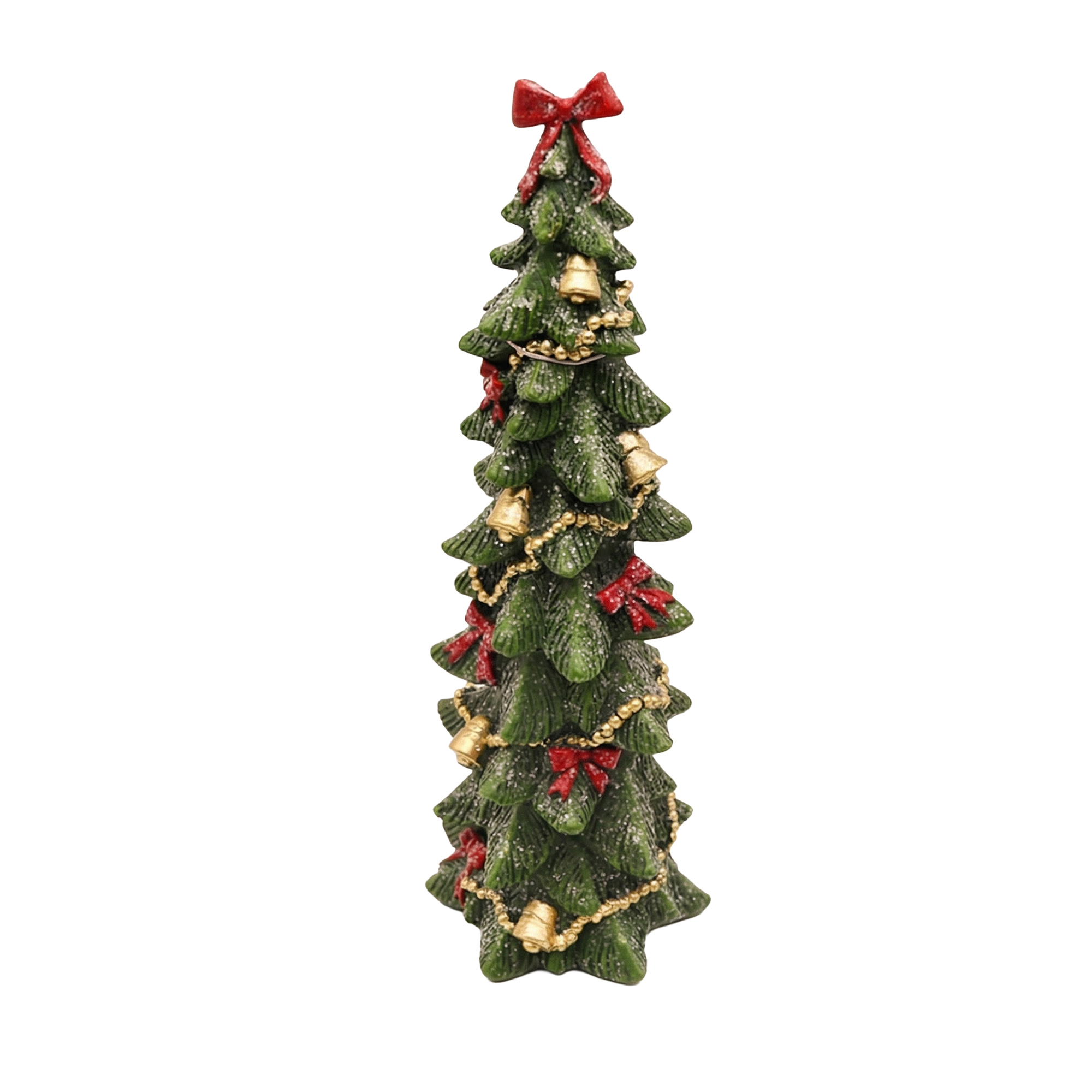 TREE TABLE TOP 4.5"X13" GREEN W/ RED & GOLD ORNAMENTS