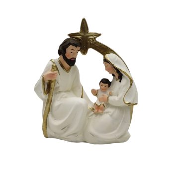 ORN NATIVITY SCENE TABLE PIECE 4"X4.5" POLY RESIN