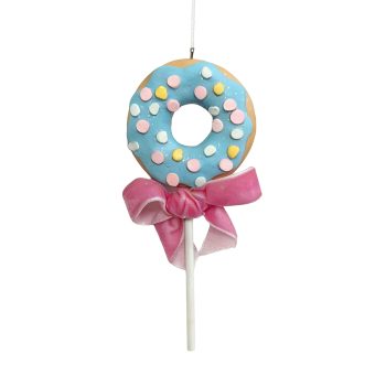 ORNAMENT DOUGHNUT POP 2.5"X5.5" BLUE/BROWN/PINK/WHITE/Y ELLOW