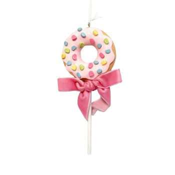ORNAMENT DOUGHNUT POP 2.5"X5.5" PINK/GREEN/BLUE/WHITE/B ROWN