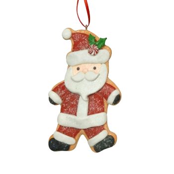 ORNAMENT SANTA 2.5"X4.5" RED/GREEN/BLACK/WHITE/S KIN/BROWN
