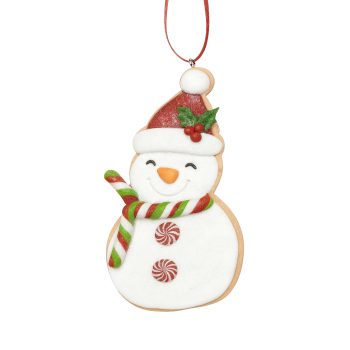 ORNAMENT SNOWMAN 2.5"X4.5" WHITE/RED/GREEN/ORANG E/BLACK/BROWN