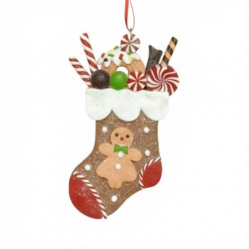 ORNAMENT STOCKING W/CANDY 3"X5.5" RED/BROWN/BLACK/GREEN/YELLOW