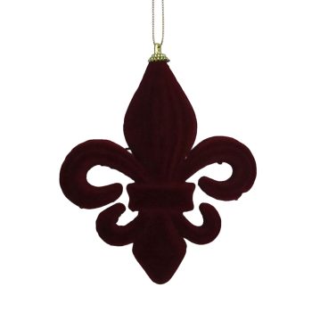 ORN FLEUR DE LIS FLOCKED 155MM/6" BURGUNDY