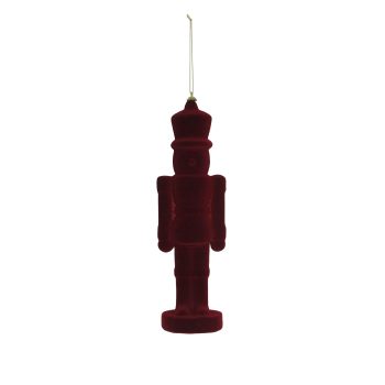 ORN NUTCRACKER FLOCKED 350MM/14" BURGUNDY