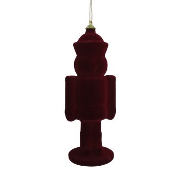 ORN NUTCRACKER FLOCKED 205MM/8" BURGUNDY
