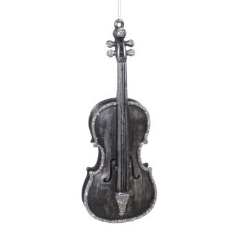 ORN GUITAR BLACK BRUSHED SILVER W/ROCK RIDGE GLITTER 6"