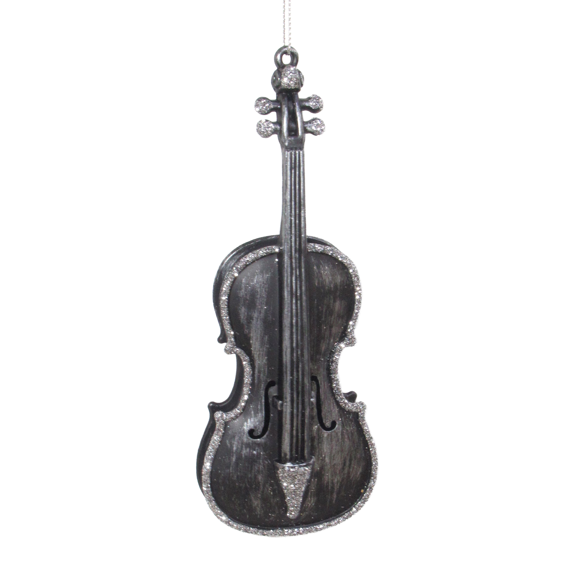 ORN GUITAR BLACK BRUSHED SILVER W/ROCK RIDGE GLITTER 6"