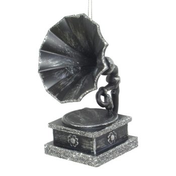 ORN PHONOGRAPH BLACK BRUSHED SILVER W/ROCK RIDGE GLITTER 4.3"
