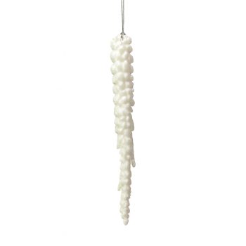 ORN ICICLE WHITE ICE GLITTER 6.3"