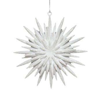 ORN SUNSTAR WHITE ICE GLITTER 5-LAYER 5"
