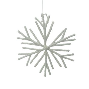 SNOWFLAKE WIRE 14.5" WHITE FABRIC