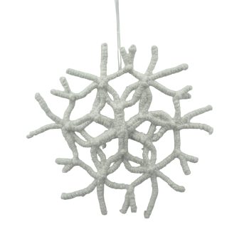 SNOWFLAKE WOVEN 13" WHITE FABRIC