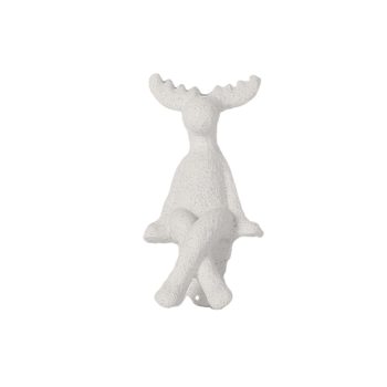 MOOSE SITTING PLANTER HANGER 2"X5" WHITE TEXTURED POLYRESIN