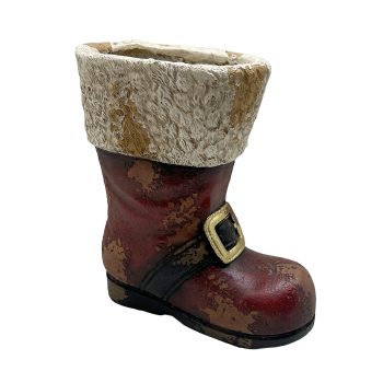SANTA BOOT POT DECOR 12"X14" RED RESIN/FIBERGLASS
