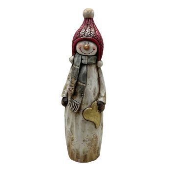 SNOWMAN DECOR 16"X4" WHITE RESIN/FIBERGLASS