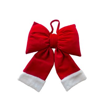 BOW PILLOW STYLE 10"X18" RED/WHITE W/HANGER