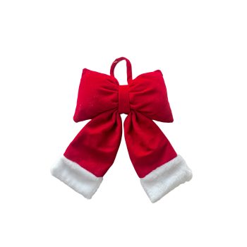 BOW PILLOW STYLE 8"X12" RED/WHITE W/HANGER