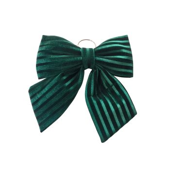 BOW SPONGE/FABRIC 13" DARK GREEN W/STRIPES