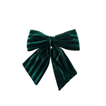BOW SPONGE/FABRIC 9" DARK GREEN W/STRIPES