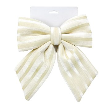 BOW SPONGE/FABRIC 9" CREAM W/STRIPES