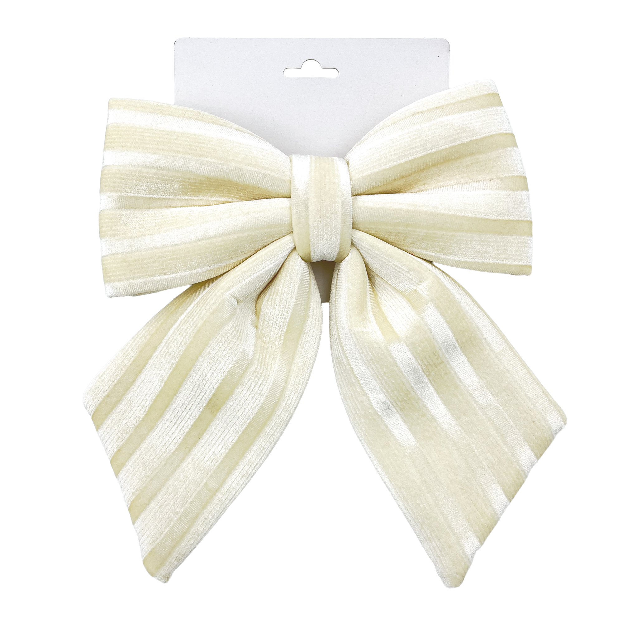 BOW SPONGE/FABRIC 9" CREAM W/STRIPES