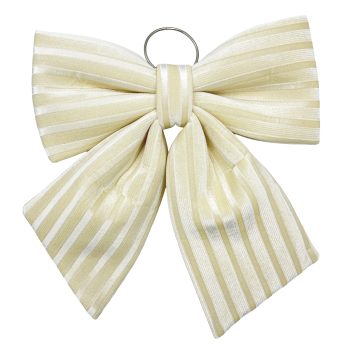 BOW SPONGE/FABRIC 13" CREAM W/STRIPES