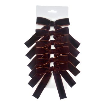 BOW VELVET 5"X6.5" 6PC CHOCOLATE