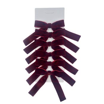 BOW VELVET 5"X6.5" 6PC BURGUNDY