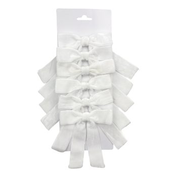 BOW VELVET 5"X6.5" 6PC WHITE