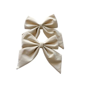 BOW VELVET 6.5" X 9" 2PC IVORY