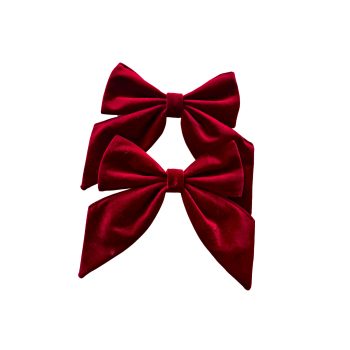 BOW VELVET 6.5"X 9" 2PC BURGUNDY