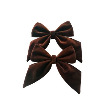 BOW VELVET 6.5"X9" 2PC BROWN