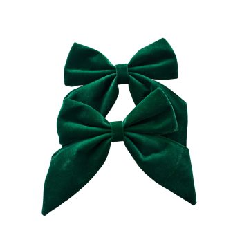 BOW VELVET 6.5"X9" 2PC DARK GREEN