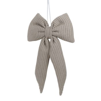 BOW W/HANGER 6"X11" LIGHT GREY POLYESTER